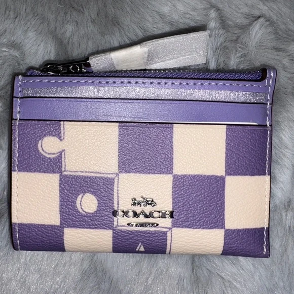 Coach Outlet Mini Skinny ID Case Purple and White NWT - Picture 2 of 4